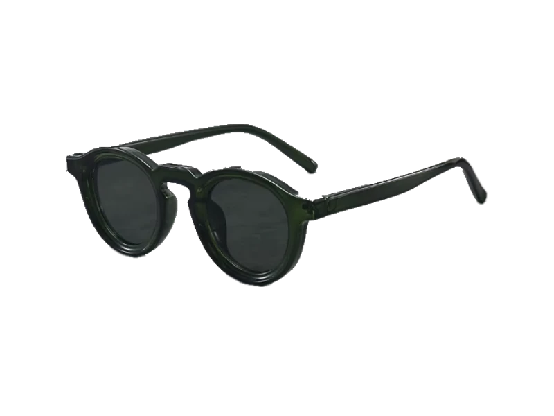 The Round in Forest: bottle-green frame with dark lenses