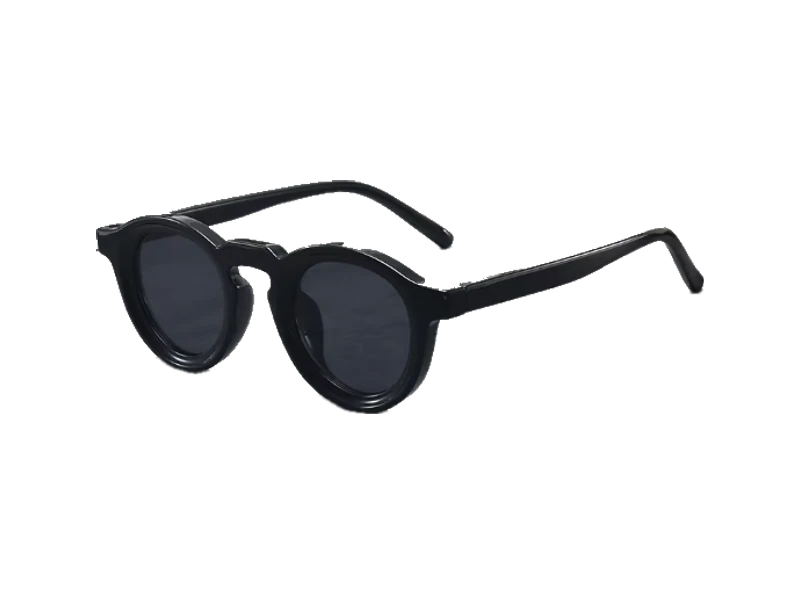 The Round in Noir: black frame with smoke-grey lenses