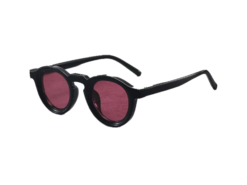 The Round in Rosé: black frame with rose-pink lenses
